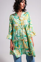 Q2 - Original 3/4 Sleeve Mini Dress in Green