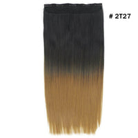 Original Synthetic Clip in Hair Extension Ombre Bayalage Long Straight Flase Hair Pieces for Women 24" 5clips One Piece 3/4 Head