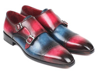 Paul Parkman Captoe Double Monkstraps Blue & Fuxia (ID#045BFX81)