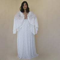 BLUSHFASHION - Original Curvy  Ivory  Lace Flare Sleeves Wedding Dress #1319