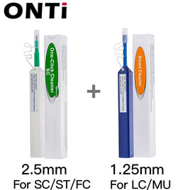 ONTi 2pcs One-Click Cleaner Optical Fiber Cleaner Pen Cleans 2.5mm SC FC ST and 1.25mm LC MU Connector Over 800 Times