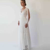 BLUSHFASHION - Original Bishop With a Slit Sleeves Ivory Wedding Dress #1260