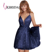 VKBRIDAL - Original Cross Back A Line Tulle Graduation Party Dresses Sparkle Cocktail Gowns Short for Junior Homecoming Dresses 2019