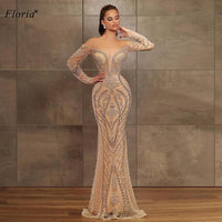 FLORIA - Original 2020 Mermaid Beading Prom Dresses Long Sexy Evening Dresses With Sleeves Women Wedding Party Dresses Robe Longue Turkish Couture