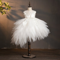 Original Children Ball Gown First Holy Communion Dress Swan Crystal Tulle Pageant Dress for Birthday Party Dress Beads Flower Girl Dress