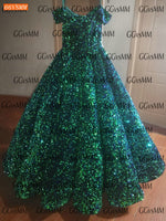 GGVSMM - Original Sparkly African Wedding Dress Long Off Shoulder Sequines robe de mariee Lace Up Ball Gown Arabic Bridal Dresses 2022 Custom Made