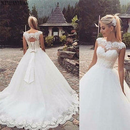 Original Cap Sleeve Bohemian Wedding Dresses 2021 Plus Size Custom-Made A-Line Vestido De Noiva Open Back Wedding Dress Custom Made Size