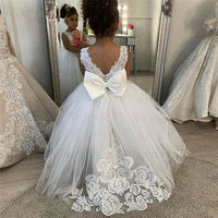 Original Puffy Tulle Lace Ball Gown Flower Girl Dresses Long Sleeve Girl Princess Dress Illusion Girl Wedding Party Dress