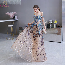 Original Sexy Prom Dress 2021 Colorful Sequin Off Shoulder Sweetheart Long Party A Line Formal Graduation Gown Evening Celebration Dress