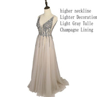 Original Sexy Deep V-Neck Side Split Long Evening Dress 2021 New Arrivals Backless Sparkly High Slit See Through Abendkleider Lang