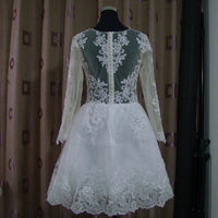 Original Vestido De Noiva 2022 Short Dress or 2 em 1 Wedding Dress Long Sleeves Lace Illusion Bridal Gowns