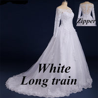 Original Vestido De Noiva 2022 Beaded Appliqued Long Sleeve Lace Wedding Dress Boat Neck Wedding Dress