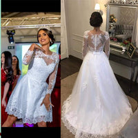 Original Vestido De Noiva Long Sleeves Two Pieces Wedding Dress 2022 With Flowers Bride Dress Robe De Mariee Bridal Gowns