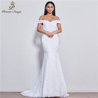POEMSSONGS - Original real photo new style boat neck beautiful lace wedding dress  for wedding Vestido de noiva Mermaid wedding dress