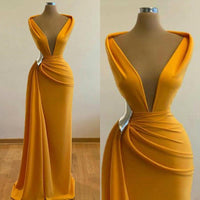 Original Gorgeous Long Sleeve  Daffodil Mermaid Evening Dresses 2022 Elegant Sexy Prom Dress Sequined Formal Evening Gowns robe de soiree