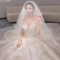 Original Boat Neck Wedding Dress Luxury Lace Embroidery Bridal Ball Gown Classic Off The Shoulder Wedding Gown Customize Plus Size
