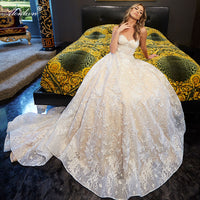 Original Alonlivn Exquisite All Appliques Lace Wedding Dresses Sweetheart Off The Shoulder Floral Print Ball Gown Bridal Skirts