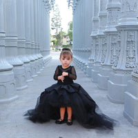 Original Long Sleeves Girls Pageant Dresses Black High Low Mother And Girl Dress Flower Girl Dresses For Teens Formal Holy Communion Gown