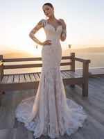Original Sexy Elegant Wedding Dress With Hollow Lace And Sweetheart Neckline Long Sleeve Palace Mermaid Wedding Dress Custom Large Size
