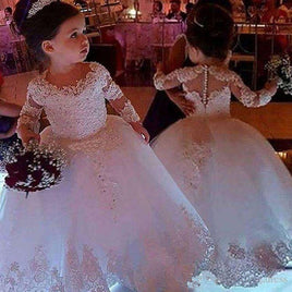 Original Flower Girl Dresses for Weddings Tulle Princess Lace Half Sleeve Holy First Communion Gowns Party Pageant Dress For Girls