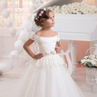 Original Formal Kids Flower Girl Dresses for Wedding First Communion Cap Sleeve for Party Birthday Princess Gown Toddler Pageant Dresses