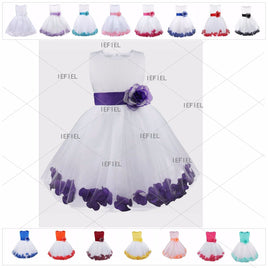 Original Princess Tulle Flower Girl Dress Bows Sashes Children First Communion Dress Ball Gown Wedding Party Dress Runway Show Pageant