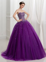 Original Purple Ball Gown Puffy Quinceanera Dresses 2021 Prom Party Strapless Beaded Crystal Girl Pageant Wear Sweet 15 Gowns