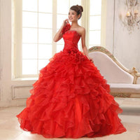 Original Quinceanera Dresses 2022 Sweet Flowers One-Shoulder Crystal Luxury Ball Gown Lace Party Prom Formal Gown Plus Szie